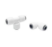 Qrity 1/4" Raccordo Filtro Acqua ad Osmosi Inversa, Raccordo per Tubo Acqua (T+LTipo), Adattatori per L'impianto Idraulico del Filtro/Frigorifero/Purificatore D'acqua-1set