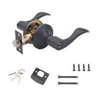 Qrity 1 Pezzi Leva per Porta D'ingresso, Serratura per Porta Interna, Serratura a Leva per Porta con Chiavi, per Bagno, Camera da Letto, Nero