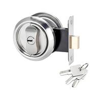 Qrity 1 Pezzi Rotondo Porta Serratura, Serratura Rotonda per Porta Tascabile, Maniglia per Porta Passaggio, con 3 Chiavi, per Camera da Letto, Cucina