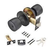 Qrity 1 Pezzi Serratura per Porta D'ingresso con Chiavi, Pomelli Rotondi in Acciaio Inossidabile Per Casa, Ufficio, Nero