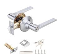 Qrity 1 Pezzi Serrature per Leva per Porta, Maniglie Porte Interne con Serratura e Chiave, Serratura D'ingresso di 60/70 mm, Argento