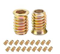 Qrity 20 Pezzi Dado Esagonale Inserti, Inserti Filettati, M6x20mm Manicotti Filettati, Inserto in Legno per Dadi, per Mobili in Legno