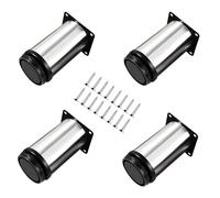 Qrity 4 pz Gambe da Tavolo Regolabili in Altezza, Totale: 120mm Gambe per Mobili da Cucina, Metallo Cromato, per Piedi Letto, Rialzo Letto