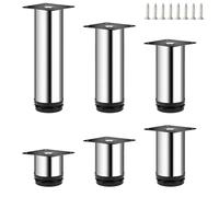 Qrity 4 pz Gambe da Tavolo Regolabili in Altezza, Totale: 250mm Gambe per Mobili da Cucina, Metallo Cromato, per Piedi Letto, Rialzo Letto