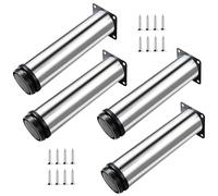 Qrity 4 pz Gambe da Tavolo Regolabili in Altezza, Totale: 300-315mm Gambe per Mobili da Cucina, Metallo Cromato, per Piedi Letto, Rialzo Letto