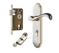 Qrity Serratura per maniglia della porta, set moderno di maniglie per porta, in lega di zinco, antifurto, con chiavi, per porte in legno