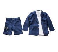 Qrkoda Ragazzi Due Pezzi Vestito Notch Risvolto Monopetto Pulsante Giacca Pantaloni Corti Set Smoking Quotidiano per Il Tempo Libero