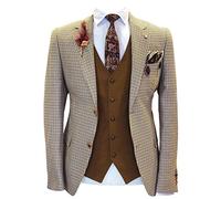 Qrkoda Uomo Blazer Pied de Poule Giacca da Abito a Due Bottoni Cappotto da Cerimonia Formale