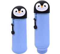 QRKPVHD Astuccio 2 In 1 grigio pinguino Morbido Silicone, Kawaii Astuccio in Morbido Silicone Per La Scuola Adolescenti, Adulti, Cartone animato grigio pinguino