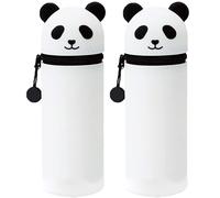 QRKPVHD Kawaii 2 in 1 Astuccio per matite in silicone morbido per la scuola, 2 pezzi Portapenne da scrivania, matite colorate con cerniera A