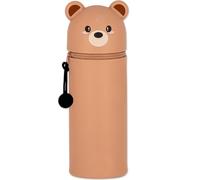 QRKPVHD Kawaii Astuccio Scuola 2 in 1 in Morbido Silicone, Portapenne da Tavolo, Chiusura con Cerniera, Pennarelli, Astuccio Portapenne Animali Dolci, per scuola, uffici (Cucciolo di orso bruno)