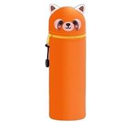 QRKPVHD Kawaii Astuccio Scuola 2 in 1 in Morbido Silicone, Portapenne da Tavolo, Chiusura con Cerniera, Pennarelli, Astuccio Portapenne Animali Dolci, per scuola, uffici (procione)