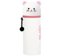 QRKPVHD Kawaii Astuccio Scuola 2 in 1 in Morbido Silicone, Portapenne da Tavolo, Chiusura con Cerniera, Penne Pastelli Pennarelli, Astuccio Portapenne Animali Dolci Topo bianco per scuola, uffici