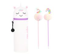 QRKPVHD Kawaii Astuccio Scuola 2 in 1 in Morbido Silicone, Portapenne da Tavolo, Chiusura con Cerniera, Penne Pastelli Pennarelli, H 17.3 cm
