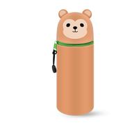 QRKPVHD Kawaii Astuccio Scuola 2 in 1 in Morbido Silicone, Portapenne da Tavolo, Chiusura con Cerniera, Penne Pastelli Pennarelli, Astuccio Portapenne Animali Dolci Scimmia, per scuola, uffici