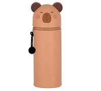 QRKPVHD Kawaii Astuccio Scuola 2 in 1 in Morbido Silicone, Portapenne da Tavolo, Chiusura con Cerniera, Pennarelli, Astuccio Portapenne Animali Dolci, per scuola, uffici (Kapibara)