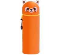 QRKPVHD Kawaii Astuccio Scuola 2 in 1 in Morbido Silicone, Portapenne da Tavolo, Chiusura con Cerniera, Penne Pastelli Pennarelli, Astuccio Portapenne Animali Dolci Procione, per scuola, uffici