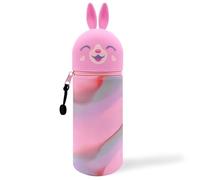 QRKPVHD Kawaii Astuccio Scuola 2 in 1 in Morbido Silicone, Portapenne da Tavolo, Chiusura con Cerniera, Penne Pastelli Pennarelli, Astuccio Portapenne Animali Dolci Coniglietto, per scuola, uffici