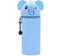 QRKPVHD Kawaii Astuccio Scuola 2 in 1 in Morbido Silicone, Portapenne da Tavolo, Chiusura con Cerniera, Penne Pastelli Pennarelli, Astuccio Portapenne Animali Dolci Elefante, per scuola, uffici