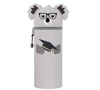 QRKPVHD Kawaii Astuccio Scuola 2 in 1 in Morbido Silicone, Portapenne da Tavolo, Chiusura con Cerniera, Pennarelli, Astuccio Portapenne Animali Dolci, per scuola, uffici (Koala con berretto di laurea)