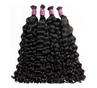 QRSTUVXZY Capelli intrecciati naturali Capelli umani Capelli ondulati profondi for trecce Capelli senza trama Extension di capelli umani 4 pacchi 300 g for le donne Hair Extensions(30inch)
