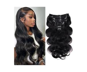 QRSTUVXZY Clip nell'estensione dei capelli umani Body Wave Guleless 120 grammi 8 pezzi con 18 clip doppie trame 8-26 pollici for le donne Hair Extensions(16inches)