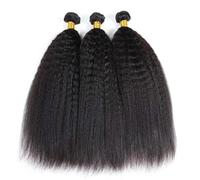 QRSTUVXZY Estensioni for parrucchino con tessuto a 3 pacchi di capelli umani lisci Yaki crespi for donne 100 g/pacco Colore naturale for le donne Hair Extensions(28 inch)