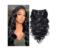 QRSTUVXZY Extension con clip ondulate for capelli umani, ondulati, for testa intera, for donne nere, naturali, con punte spesse, Remy, 120 g, 14-26 pollici for le donne Hair Extensions(20inches)