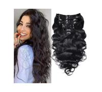 QRSTUVXZY Extension for capelli brasiliani Remy con clip, parrucche ondulate, 8 pezzi con 18 clip, doppie trame spesse e morbide for le donne Hair Extensions(22inches)