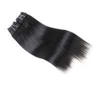 QRSTUVXZY Pacchi di capelli umani lisci, 4 pacchi, 190 grammi for confezione, extension di capelli umani Remy for le donne Hair Extensions(Jet Black,8 8 10 10)