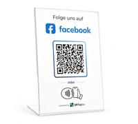 QRTapGo Espositore da tavolo NFC e QR Code, formato A6, per Facebook | Nessun download di app, pagina modificabile in qualsiasi momento, statistiche dal vivo, configurazione rapida
