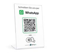 QRTapGo Espositore da tavolo NFC e QR Code, formato A6, per messaggi | Chattare direttamente senza memorizzare il numero, obiettivo modificabile in qualsiasi momento, statistiche dal vivo