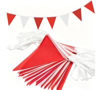 QRTDXP 40 m, 80 bandierine rosse e bianche, 15 x 22 cm, riutilizzabili, per compleanni, matrimoni, feste, eventi sportivi, celebrazioni, decorazioni per interni ed esterni