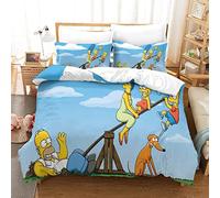 QRWEW Copripiumino Con 3D Simpson Stampa Di,Set Di Biancheria Da Letto, Con Cerniera,super Morbido E Traspirante Microfibra, Per Biancheria Da Letto Per Adulti E Bambino King（220x240cm）