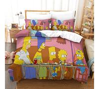 QRWEW Copripiumino Con Simpson Modello Copripiumino in Microfibra Biancheria Da Letto Set, Con Lampo, Con Federa, Morbido E Traspirante, Per Parure Da Letto Adulti E Bambino King（220x240cm）