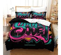 QRWEW Graffiti Bettbezug Bettwäsche Kinderbettwäsche Reißverschluss Mit Kissenbezügen Betten Set Für Jungen Und Mädchen, Kinder ouble(200x200cm)