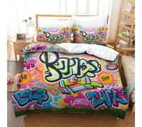 QRWEW Graffiti Bettbezug Bettwäsche Kinderbettwäsche-Set Reißverschluss Mit Kissenbezügen Betten Set Für Jungen Und Mädchen, Kinder ouble(200x200cm)