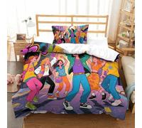QRWEW Graffiti Bettbezug Bettwäsche Kinderbettwäsche-Set Reißverschluss Mit Kissenbezügen Betten Set Für Jungen Und Mädchen, Kinder Single(135x200cm)