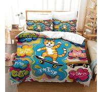 QRWEW Graffiti Bettbezug Bettwäsche Set Kinderbettwäsche Reißverschluss Mit Kissenbezügen Betten Set Für Jungen Und Mädchen, Kinder ouble(200x200cm)
