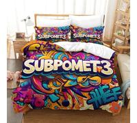 QRWEW Graffiti Bettbezug Bettwäsche-Sets Kinderbettwäsche Reißverschluss Mit Kissenbezügen Betten Set Für Jugendliche Kinder Schlafzimmer ouble(200x200cm)