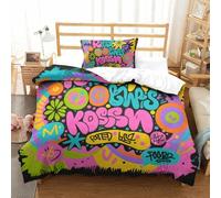 QRWEW Graffiti Bettbezug Bettwäsche-Sets Kinderbettwäsche-Set Reißverschluss Mit Kissenbezügen Betten Set Für Jungen Und Mädchen, Kinder Single(135x200cm)
