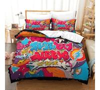 QRWEW Graffiti Bettbezug Set Bettwäsche Kinderbettwäsche Reißverschluss Mit Kissenbezügen Betten Set Für Jungen Und Mädchen, Kinder ouble(200x200cm)