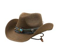 QRZCZXNP Cappello di Paglia Cappelli da Cowboy della Donna Uomo Sole Birted Brime Summer Cowboy-Colore del caffè