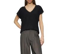 QS 2162980 Maglietta con Scollo a V con Bordo in Pizzo, Nero, XXL Donna