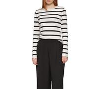 QS Maglia a Righe Sottile con Scollo Rotondo, Nero, M