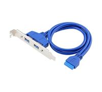 QSBVSO 50 cm Dual Port. USB 3.0. alla Scheda Madre Mainboard 20pin Header Adapter Cable W/Rear PCI. Pannello della Staffa, 20 Pin a 2 X USB A. Femmina(Blue)