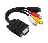 QSBVSO Carta Grafica Compatible with Computer GPU HD 15 VGA a S-Video, 3rca. Composito Av. Connettore Adattatore, Richiede Supporto del Sistema PC TV- Funzione Fuori