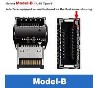 QSBVSO Motherboard USB 3.1 Type-E 20Pin Header 90 Gradi ad Angolo Gomito Adattatore Compatible with USB-C 10G 20G Porta sul Pannello Anteriore del Cavo Staffa Posteriore(Model B)