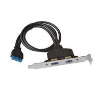 QSBVSO Nero 50cm Due Porte USB 3.0. di mainboard della Scheda Madre 20pin Header Cavo Adattatore w/Posteriore PCI. Pannello Staffa, 20pin a 2 X A Femmina