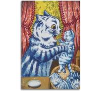QSDTGHUIKP Famoso Louis Wain Poster Quattro Gatti Blu Arte Della Parete Louis Wain Stampe Louis Wain Pittura Tela per Soggiorno Decor Picture 40x55cmx1 No Frame